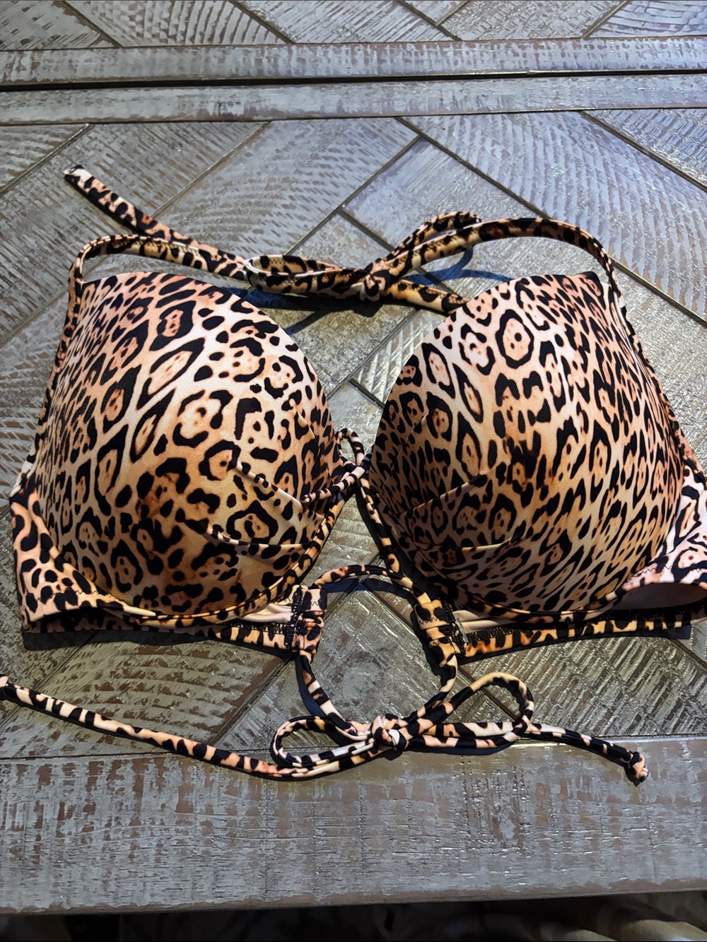 Leopard Print Push-Up Bikini Top